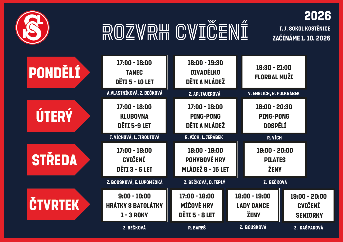 Rozvrh<br>cvičení