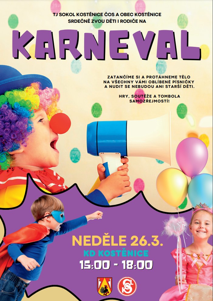 Dětský karneval<br>Kostěnice 2023