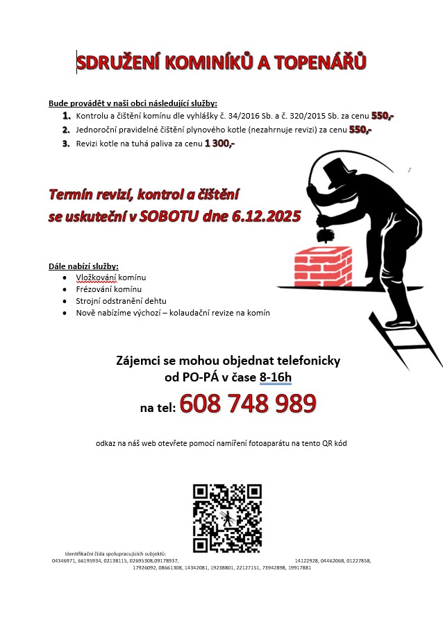 Čištění a revize<br>komínů a kotlů