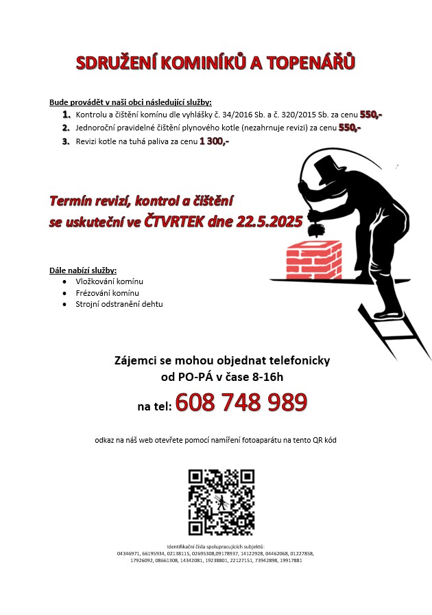 Čištění a revize<br>komínů a kotlů
