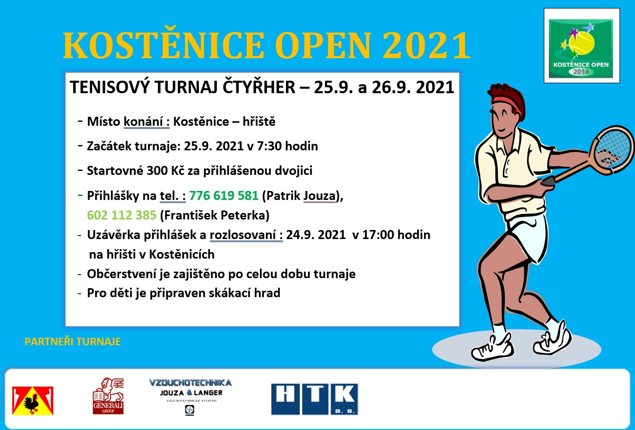 Kostěnice open 2021<br>Tenis.turnaj čtyřher