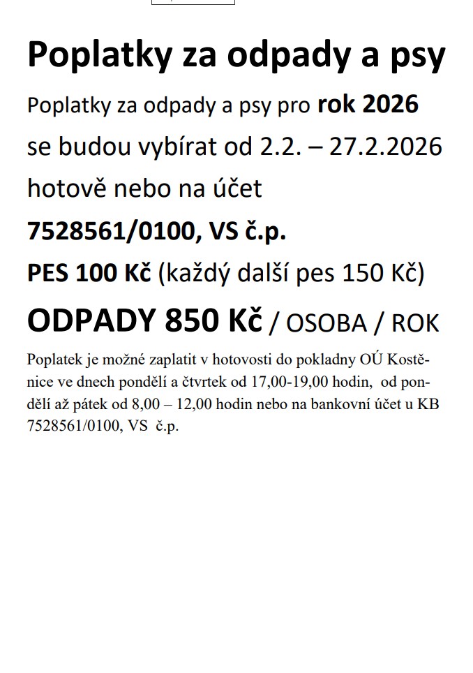 Poplatky za odpady <br>a psy 2026